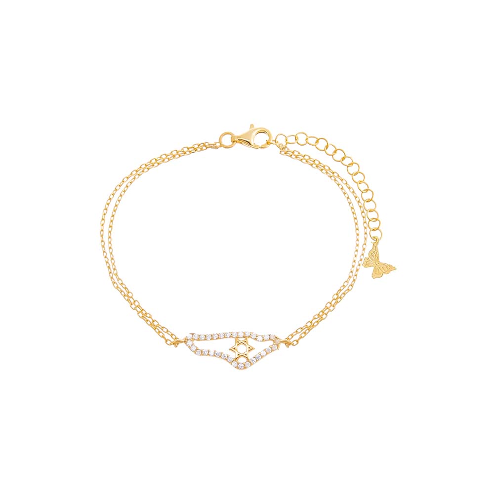 Gold Pave Cutout Map Of Israel Bracelet - Adina Eden's Jewels