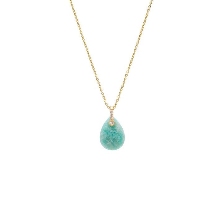Pave Teardrop Natural Stone Pendant Necklace – Adina Eden
