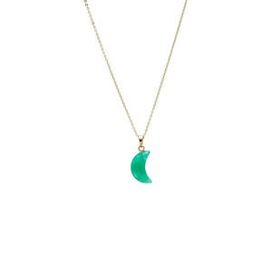 Green Crescent Moon Natural Stone Pendant Necklace - Adina Eden's Jewels