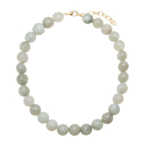 Jade / 14MM / 16IN Jade Quartz Natural Stone Ball Chain Necklace - Adina Eden's Jewels