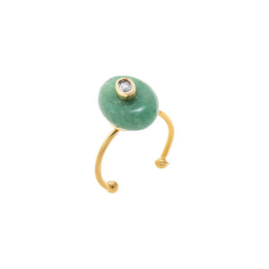 Jade Green CZ Oval Bezeled Accent Bead Ring - Adina Eden's Jewels