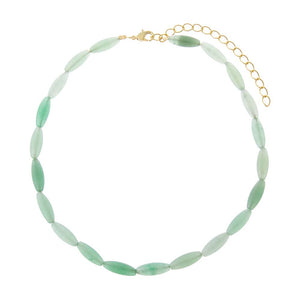 Jade Green Jade Green Oval Rice Beaded Choker Necklace - Adina Eden's Jewels