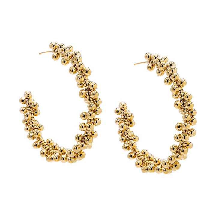 Gold / 50MM Scattered Beads Hoop Earring - Adina Eden's Jewels