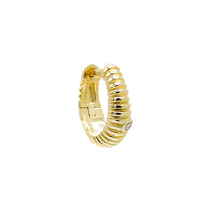 Gold / Single Mini Ridged Graduated Huggie Earring - Adina Eden's Jewels