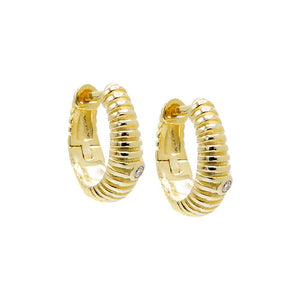Gold / Pair Mini Ridged Graduated Huggie Earring - Adina Eden's Jewels