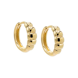 14K Gold / Pair / 13.5MM Beaded Puffy Graduated Huggie Earring 14K - Adina Eden's Jewels