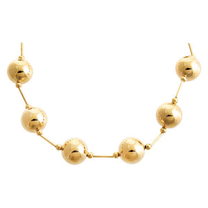 Gold Solid Large Ball X Bar Necklace - Adina Eden's Jewels
