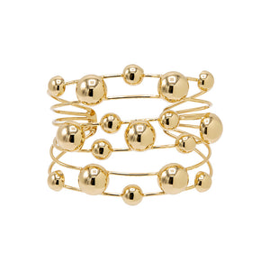 Gold Multi Size Ball Cuff Bracelet - Adina Eden's Jewels