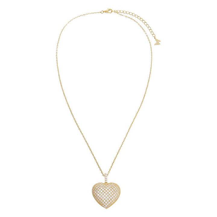  Pavé Slightly Puffed Heart Necklace - Adina Eden's Jewels