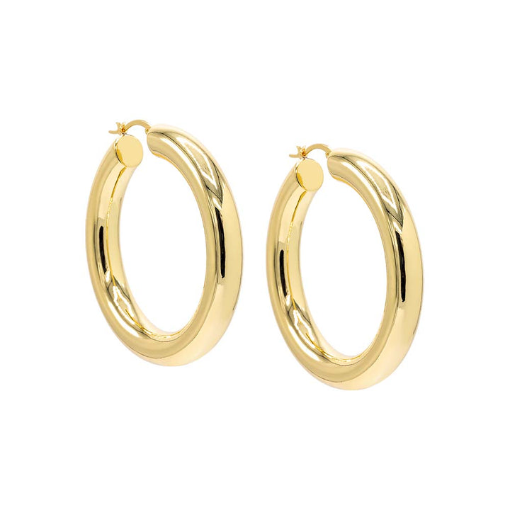 Gold Large Solid Rounded Hollow Hoop Earring - Adina Eden's Jewels