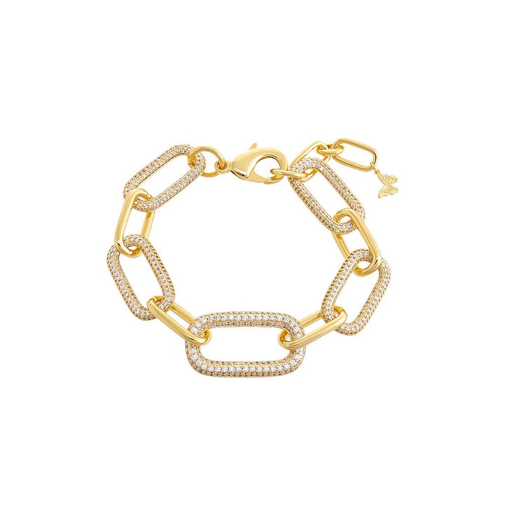 Gold Pave Chunky Open Link Bracelet - Adina Eden's Jewels