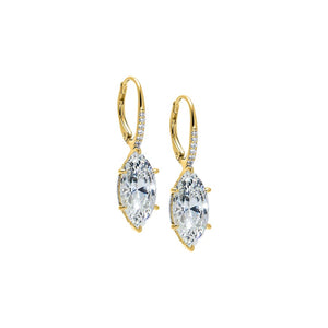 Gold Moissanite Marquise Statment Drop Huggie Earring - Adina Eden's Jewels