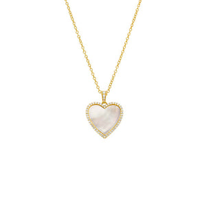 Gold Pave Outlined Stone Heart Pendant Necklace - Adina Eden's Jewels