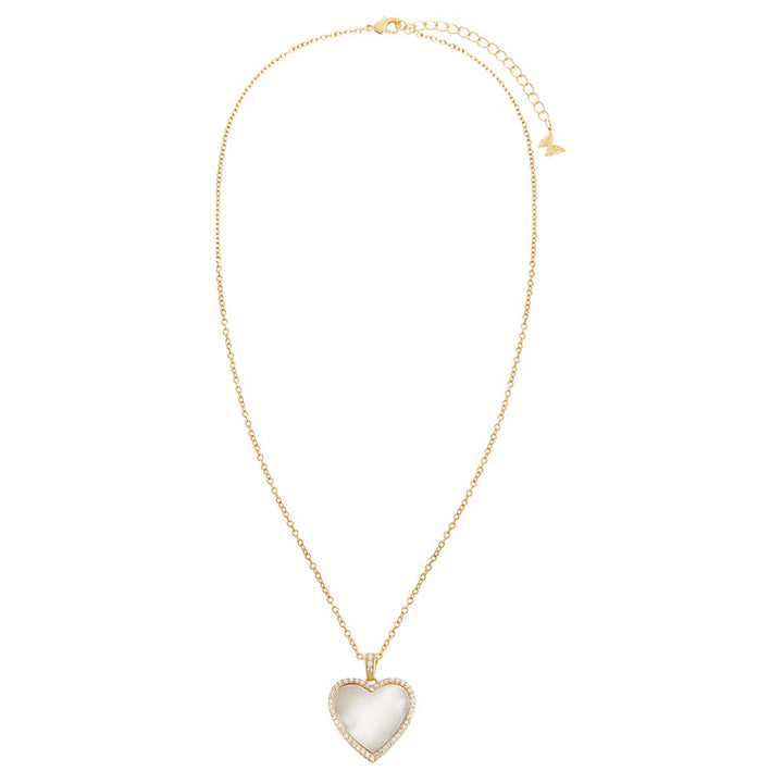  Pave Outlined Stone Heart Pendant Necklace - Adina Eden's Jewels