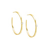 Gold / Large CZ Solitaire Open Hoop Earring - Adina Eden's Jewels