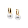 Pearl White Solid Square Pearl Huggie Earring - Adina Eden's Jewels