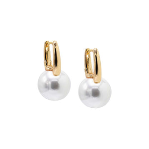 Solid Square Pearl Huggie Earring