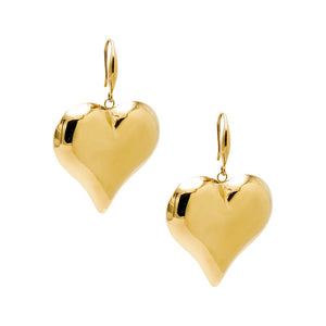 Gold Solid Puffy Dangling Huggie Earring - Adina Eden's Jewels