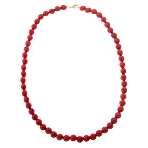 Red Turquoise Red Turquoise Natural Stone Ball Chain Necklace 10MM - Adina Eden's Jewels
