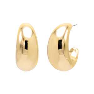 Gold Solid Graduated Dome Open Hoop Earring - Adina Eden's Jewels
