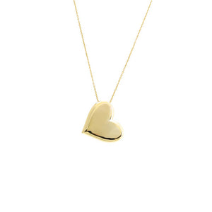 Gold Solid Large Heart Pendant Necklace - Adina Eden's Jewels