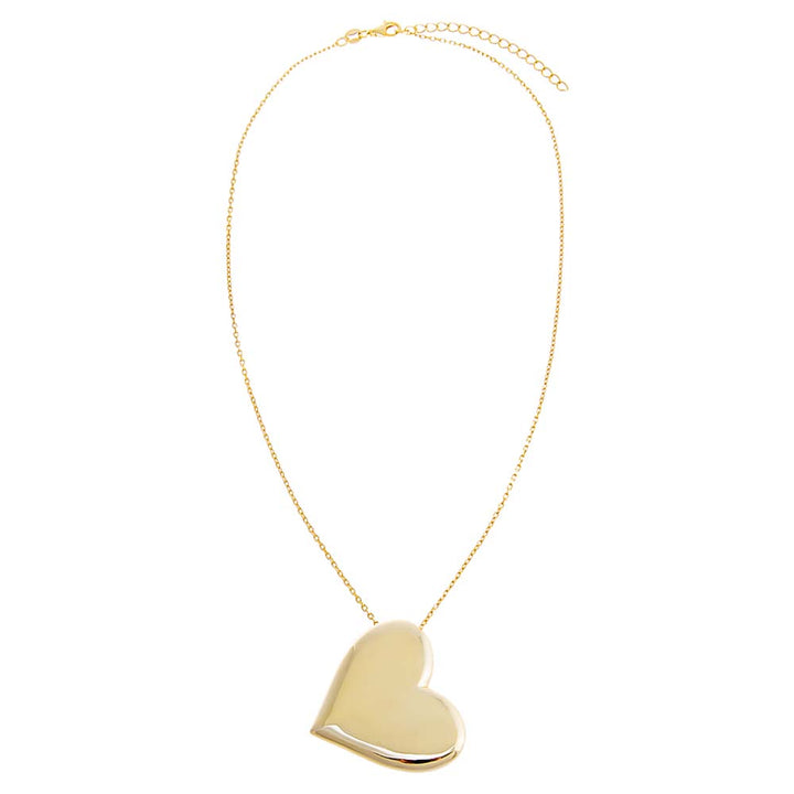  Solid Large Heart Pendant Necklace - Adina Eden's Jewels