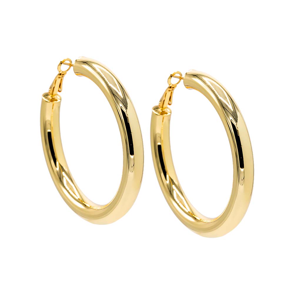 Earring Models Rounded Wide Rounded Hollow Hoop Earring – Adina Eden