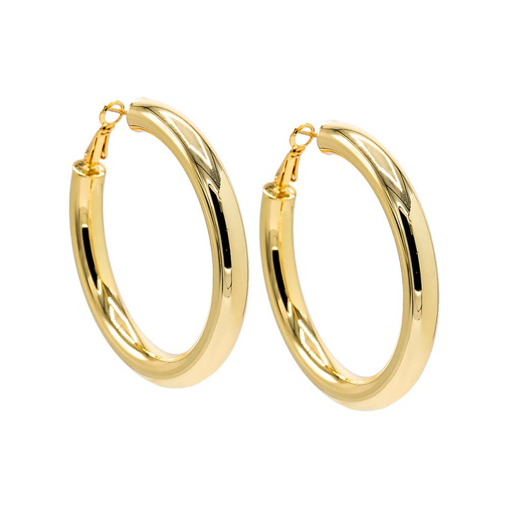 Gold / 50MM Wide Rounded Hollow Hoop Earring - Adina Eden's Jewels