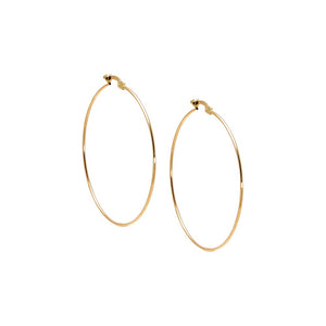 Solid Thin Tube Hoop Earring 14K