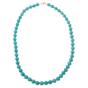 Turquoise Turquoise Natural Stone Ball Chain Necklace 10MM - Adina Eden's Jewels