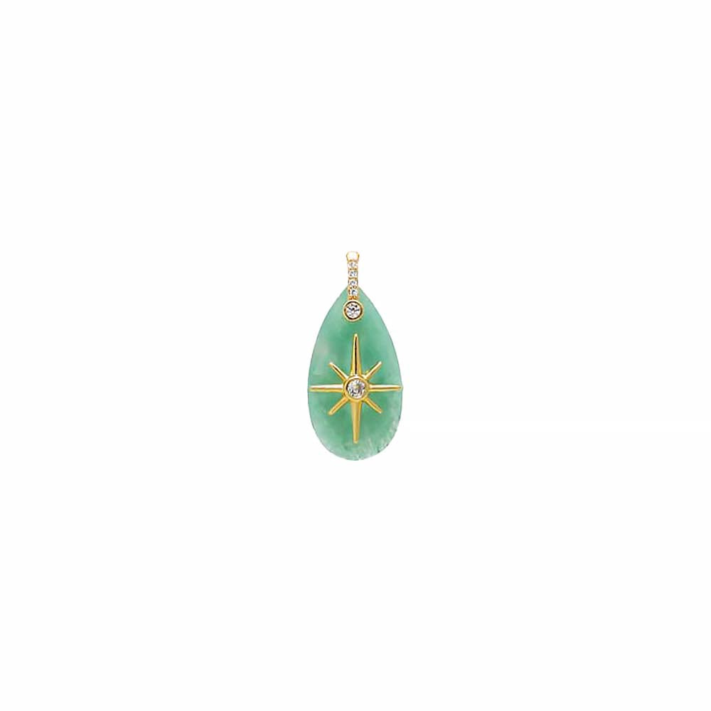 CZ Starburst Teardrop Natural Stone Pendant