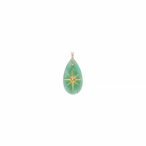 CZ Starburst Teardrop Natural Stone Pendant