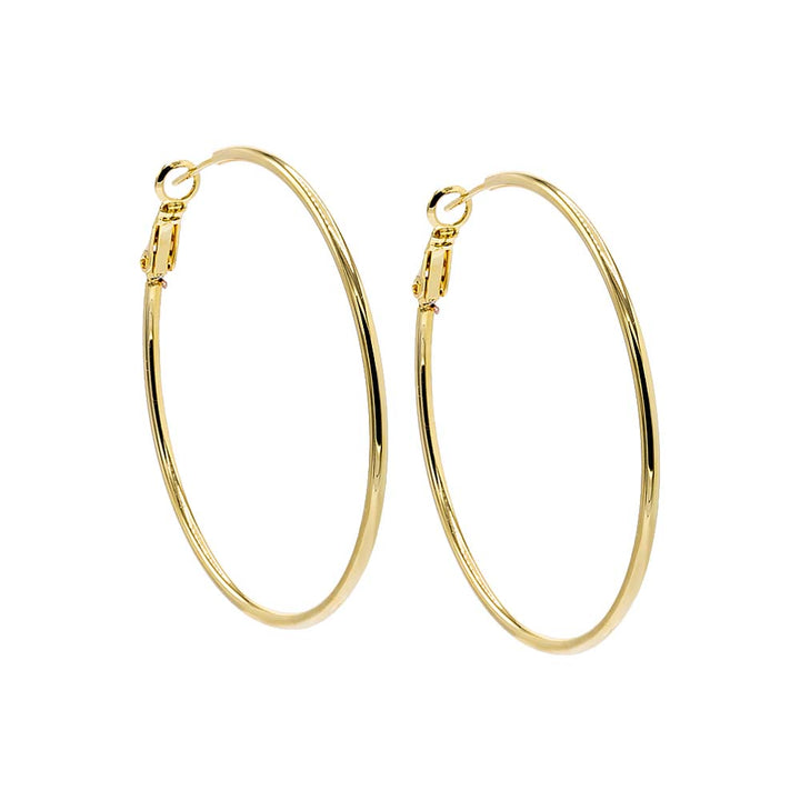 Gold / 50MM Rounded Hollow Hoop Earring - Adina Eden's Jewels