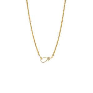 Gold Pave Carabiner Clasp Spiga Chain Necklace - Adina Eden's Jewels