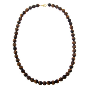 Tiger Eye Tiger Eye Natural Stone Ball Chain Necklace 10MM - Adina Eden's Jewels