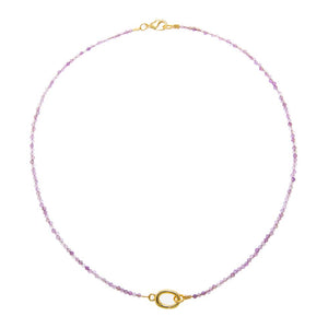 Amethyst / 2MM Amthyst Natural Stone Beaded Chain Clicker Necklace - Adina Eden's Jewels