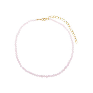 Pink / 4MM Rose Quartz Natural Stone Beaded Chain Choker - Adina Eden's Jewels