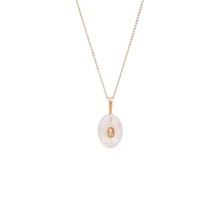 CZ Oval Bezeled Natural Stone Pendant Necklace – Adina Eden