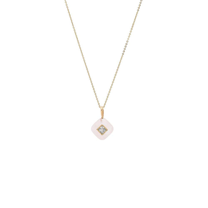 CZ Square Bezeled Natural Stone Pendant Necklace – Adina Eden
