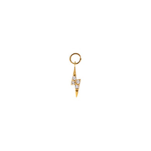 14K Gold Mini CZ Pave Lightning Bolt Charm 14K - Adina Eden's Jewels