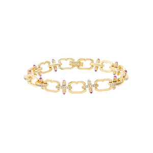 Ruby Red /CZ Crossbar Link Bracelet