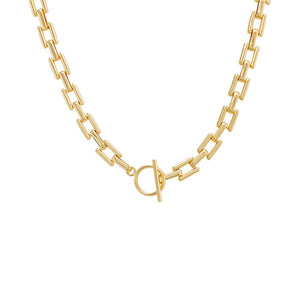 Gold Flat Jumbo Link Toggle Necklace - Adina Eden's Jewels