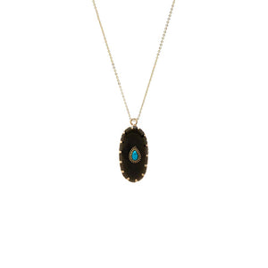 Onyx Turquoise Pear Natural Stone Pendant Necklace - Adina Eden's Jewels