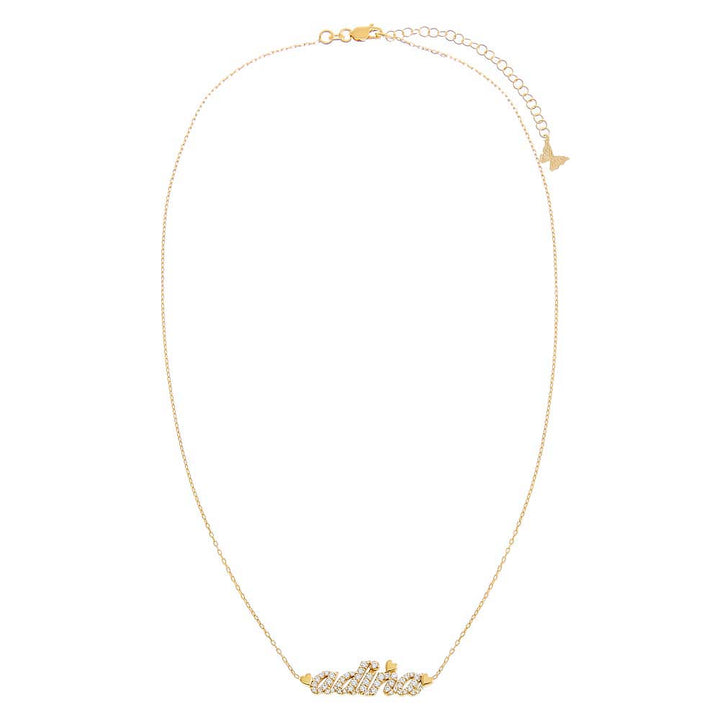  Pave Heart Accented Nameplate Necklace - Adina Eden's Jewels