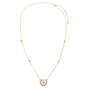 Diamond Pave Mother Of Pearl Flower Necklace 14K - Adina Eden's Jewels