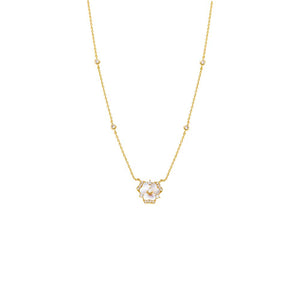Gold Pave Fancy Stone Flower Bezel Necklace - Adina Eden's Jewels