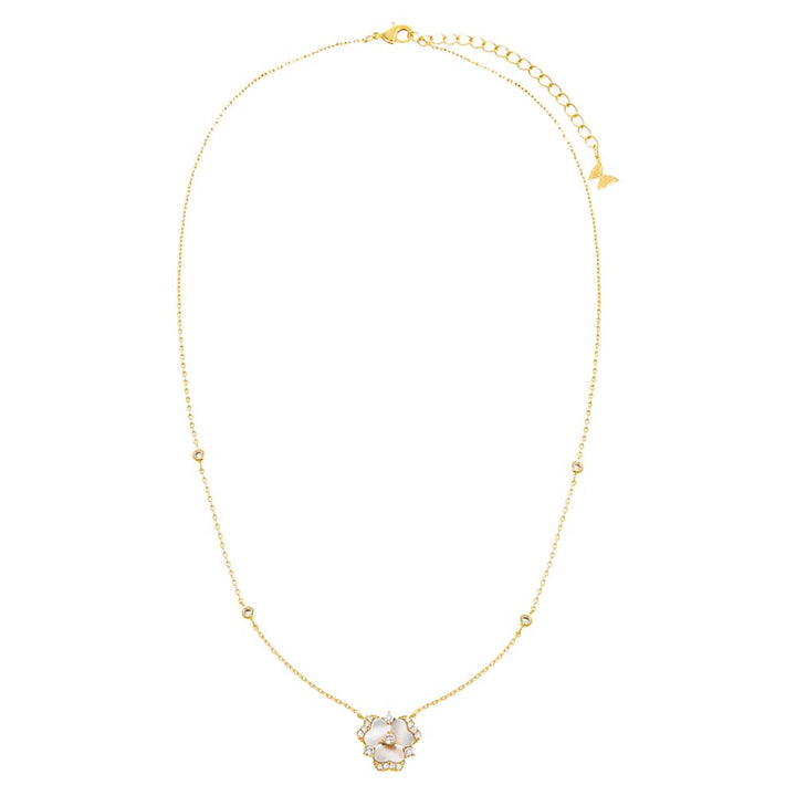  Pave Fancy Stone Flower Bezel Necklace - Adina Eden's Jewels