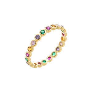Multi-Color / 6 Rainbow CZ Bezel Round Enternity Band - Adina Eden's Jewels