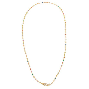 Multi-Color / 36IN / 5MM Pave Lobster Clasp CZ Colored Bezel Link Chain Necklace 36" - Adina Eden's Jewels