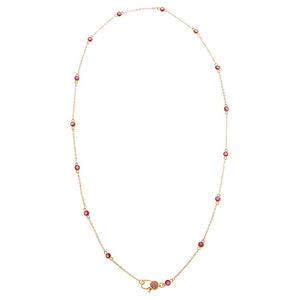 Ruby Red / 24IN Colored Station Lobster Clasp Link Chain Necklace 24" - Adina Eden's Jewels